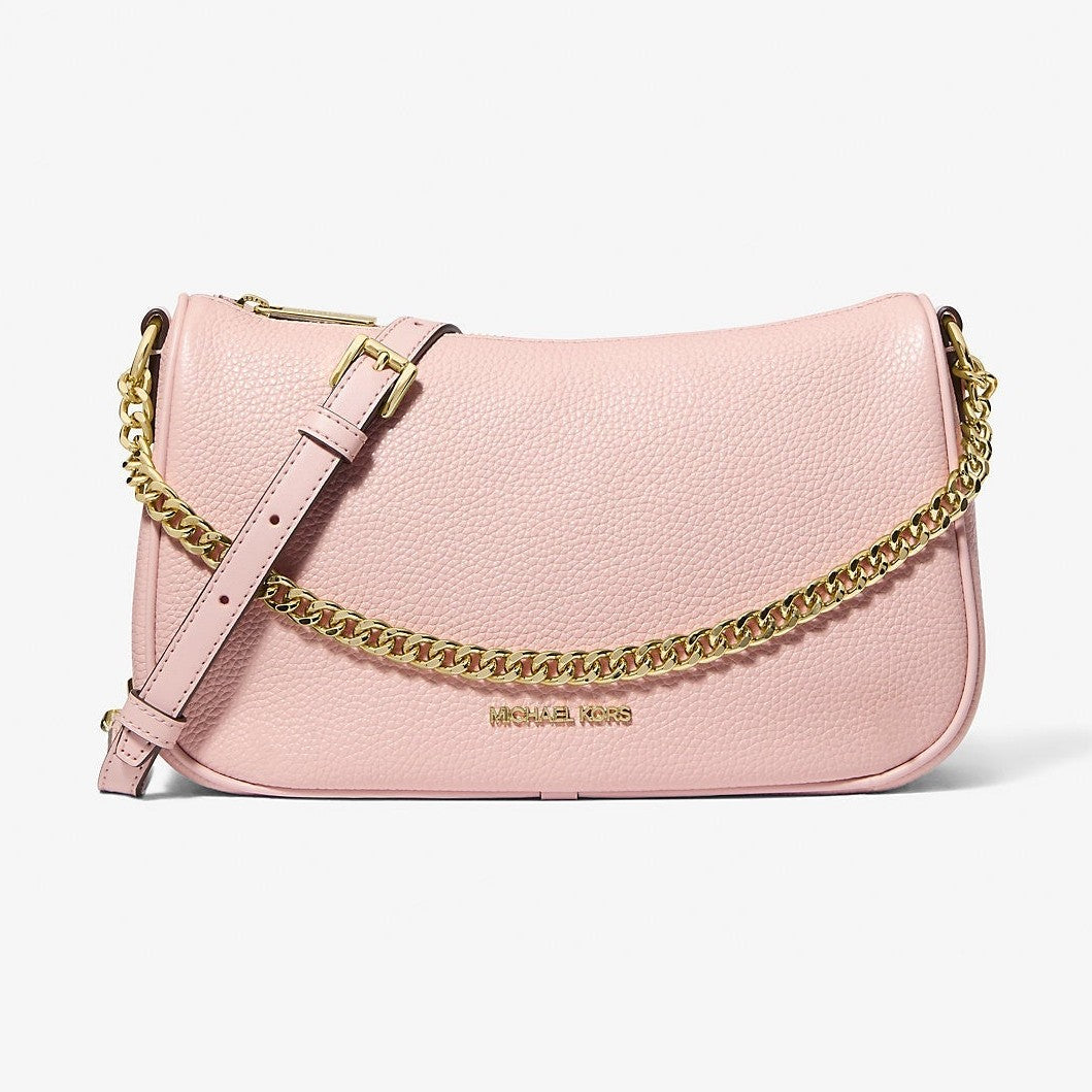 Michael Kors Carmela Medium Pebbled Leather Convertible Crossbody Bag Powder Blush