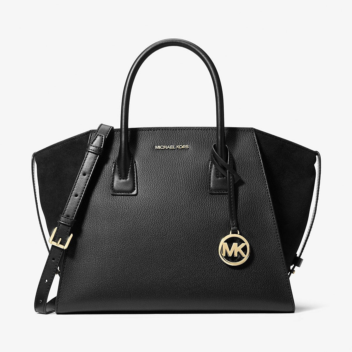 Michael Kors Avril Large Leather and Suede Satchel Black