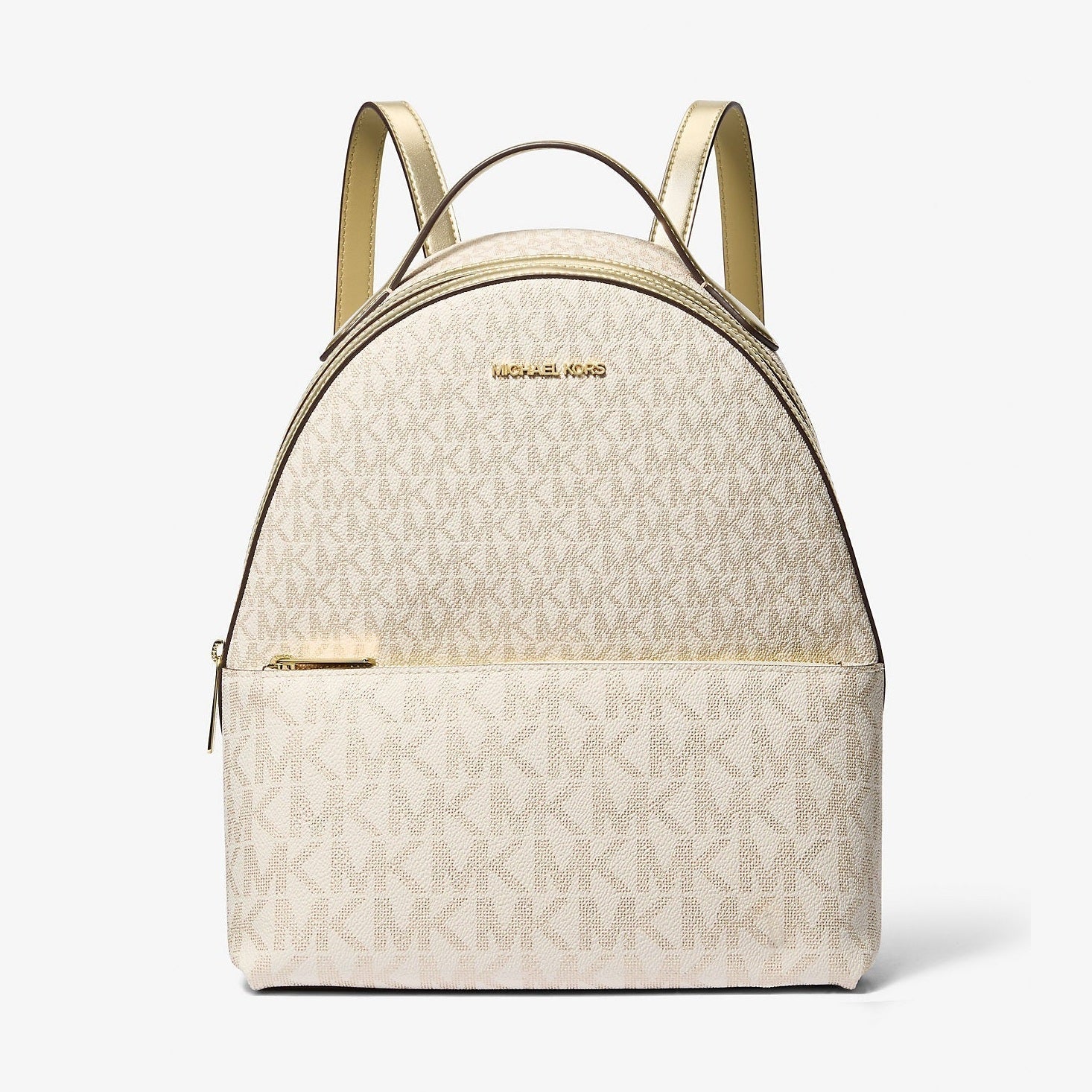 Michael Kors Sheila Medium Two-Tone Signature Logo Backpack Pale Gold