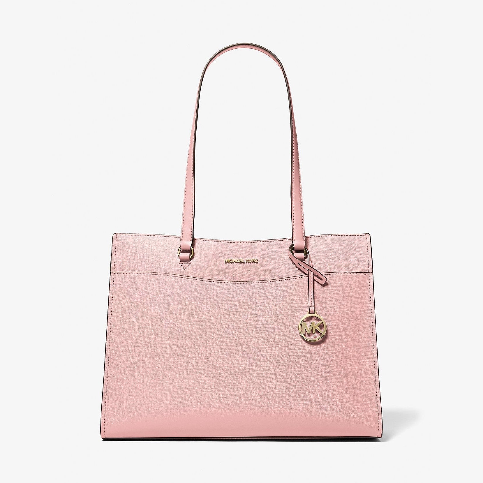 Michael Kors Jet Set Travel Large Saffiano Leather Pocket Tote Bag Powder Blush