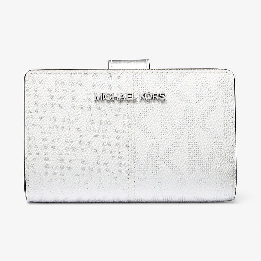 Michael Kors Jet Set Travel Medium Logo Bi-Fold Wallet Silver