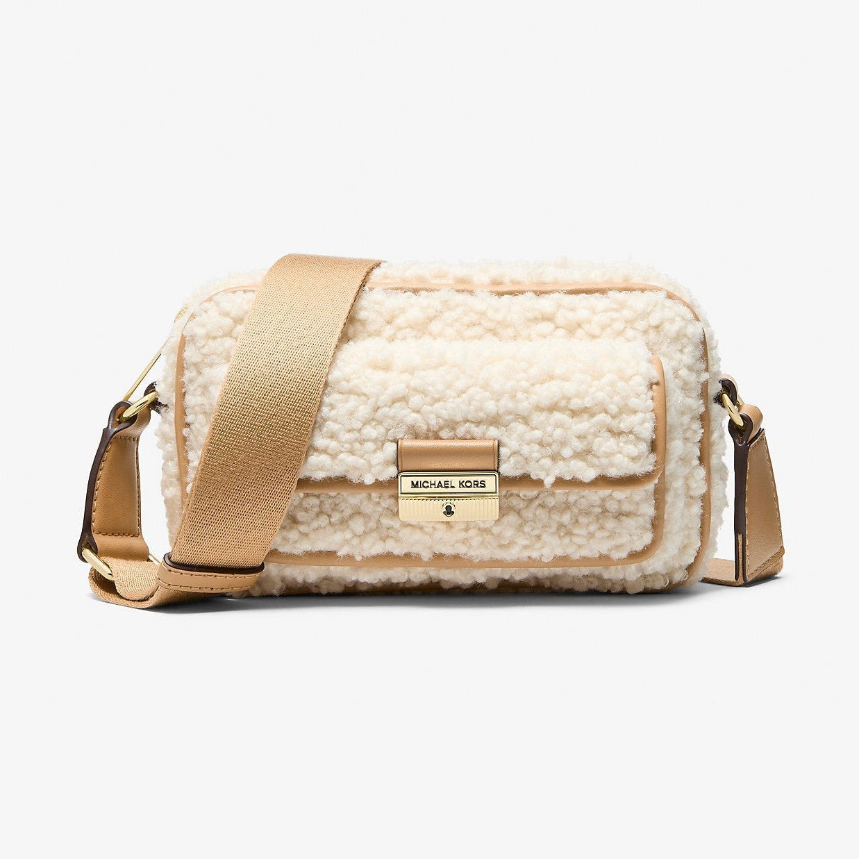 Michael Kors Bradshaw Extra-Small Faux Shearling Crossbody Bag Peanut