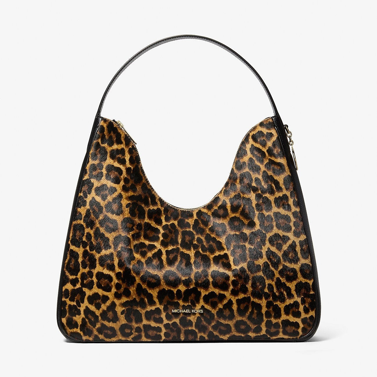 Michael Kors Nayla Medium Leopard Print Calf Hair Shoulder Bag Butterscotch
