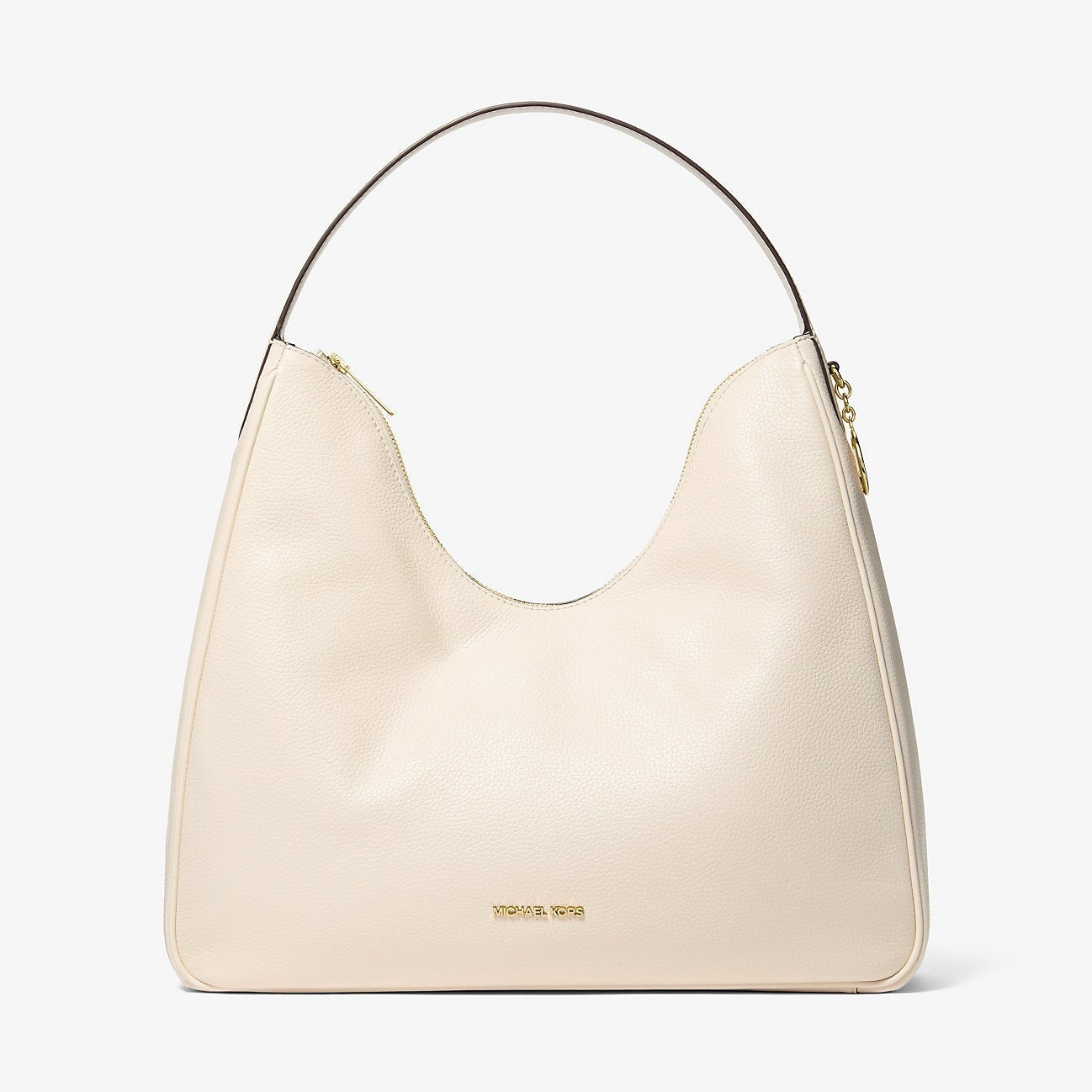 Michael Kors Nayla Medium Pebbled Leather Shoulder Bag Lt Cream