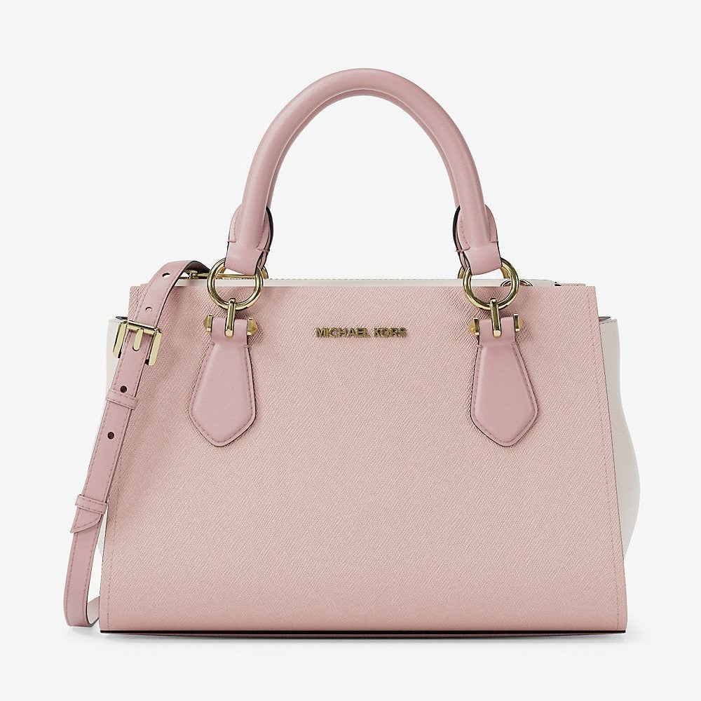 Michael Kors Marilyn Small Color-Block Saffiano Leather Messenger Bag Pwd Blsh Mlt