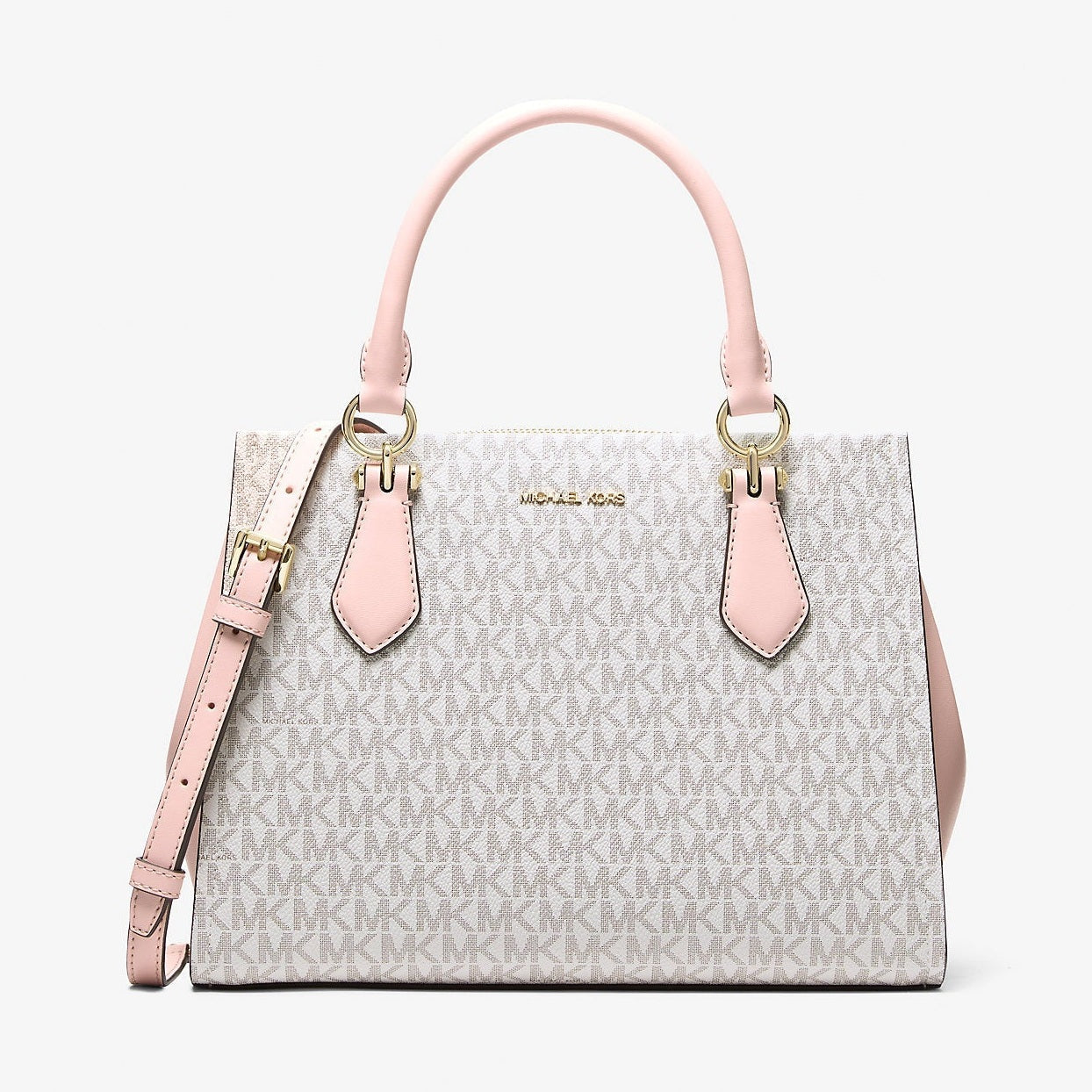 Michael Kors Marilyn Medium Signature Logo Convertible Satchel Pwd Blsh Mlt