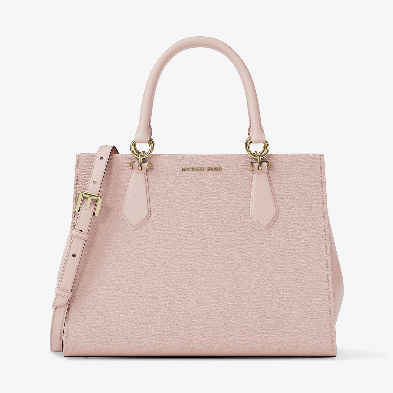 Michael Kors Marilyn Medium Saffiano Leather Satchel Powder Blush