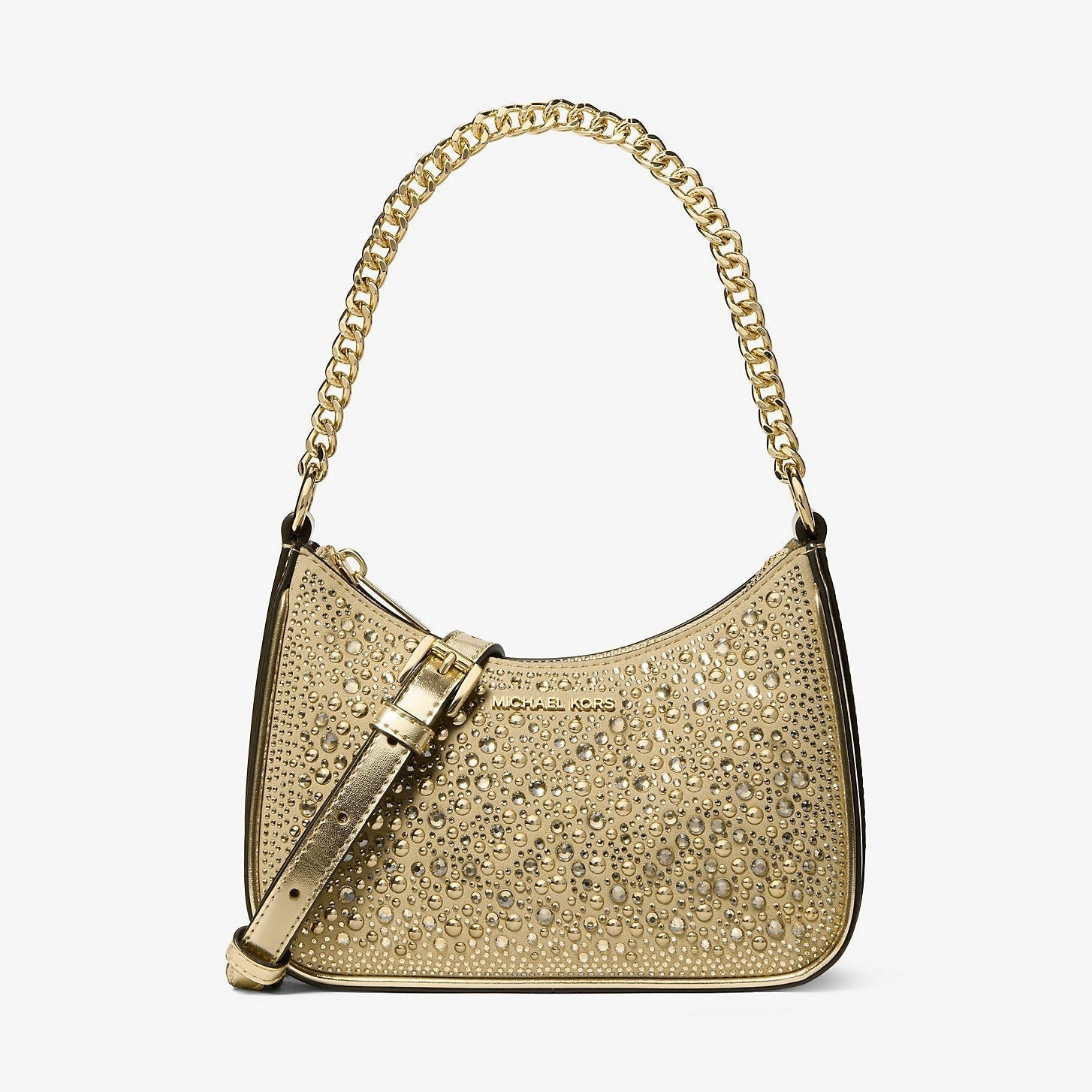 Michael Kors Jet Set Small Embellished Convertible Crossbody Bag Pale Gold