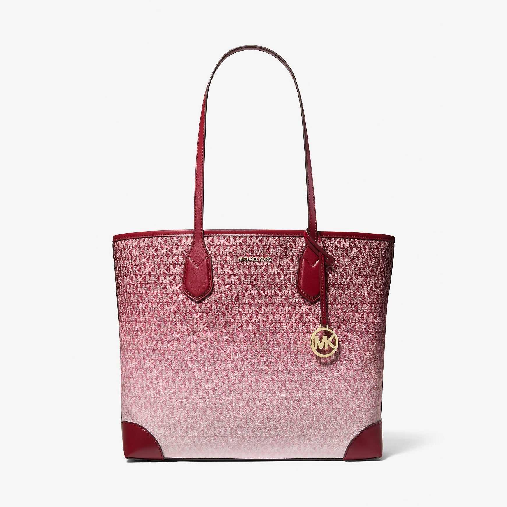 Michael Kors Eva Large Ombre Signature Logo Tote Bag Cherry