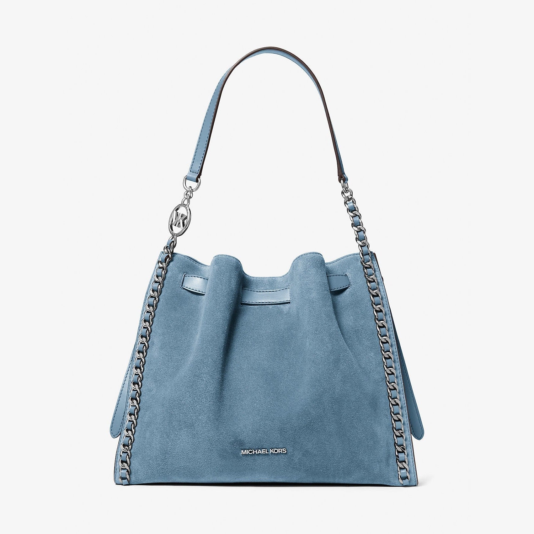 Michael Kors Mina Large Suede Chain Shoulder Bag Cornflower