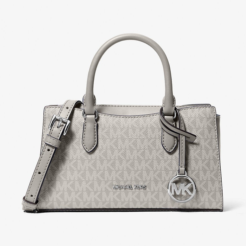 Michael Kors Arden Small Signature Logo Messenger Bag Pearl Grey