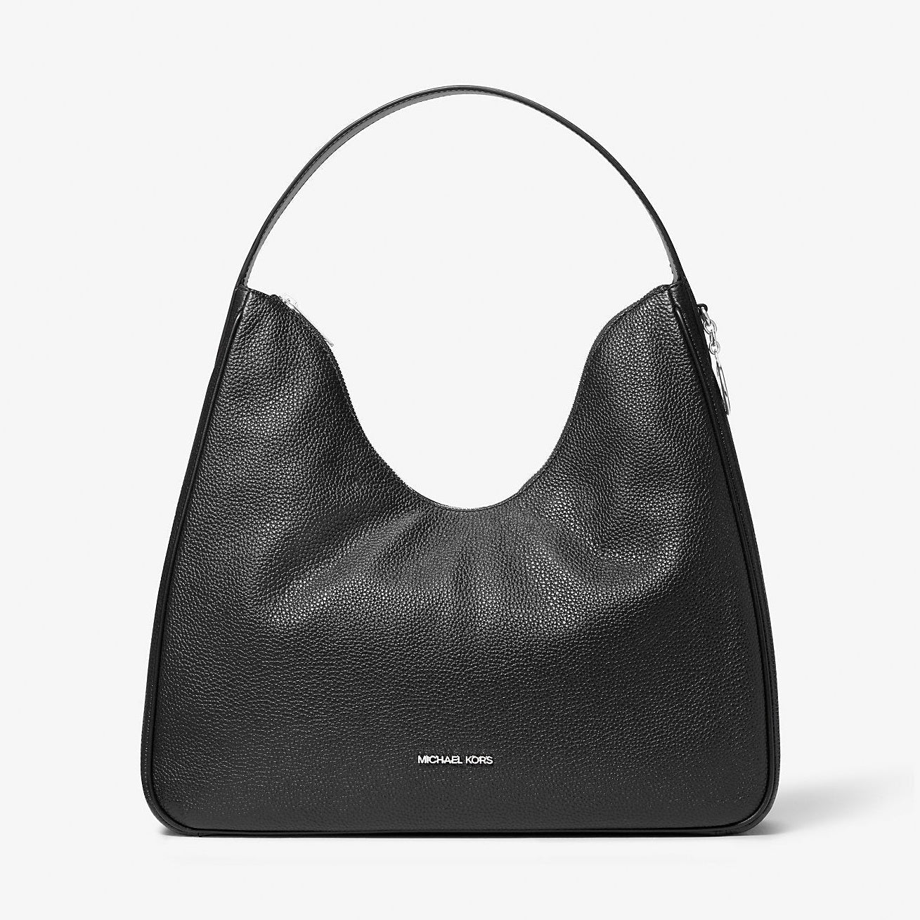 Michael Kors Nayla Medium Pebbled Leather Hobo Shoulder Bag Black