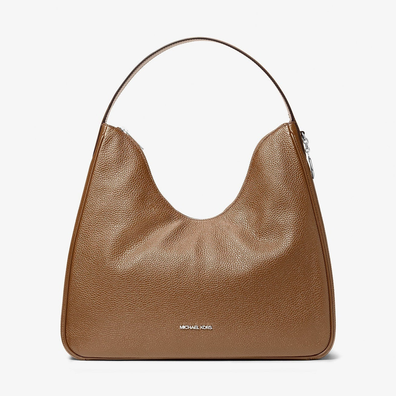 Michael Kors Nayla Medium Pebbled Leather Hobo Shoulder Bag Driftwood