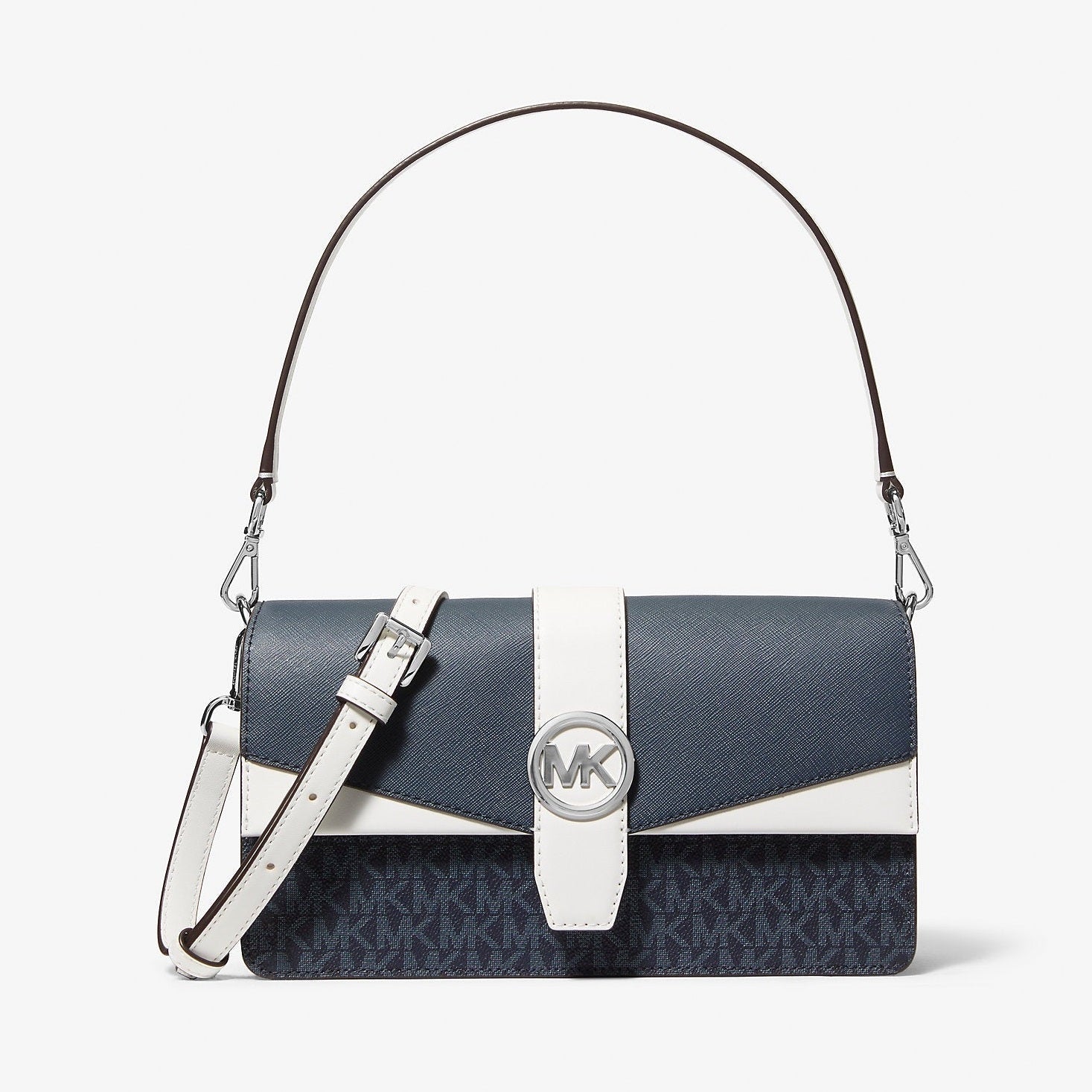 Michael Kors Greenwich Medium Signature Logo Convertible Shoulder Bag Admirl Multi