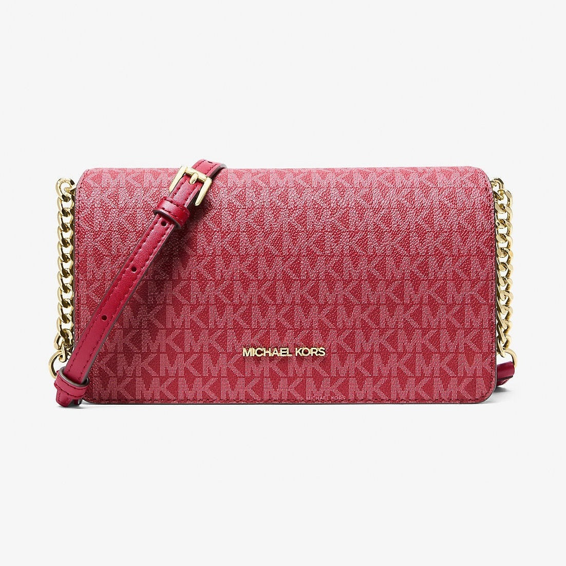 Michael Kors Jet Set Signature Logo Crossbody Bag Dk Raspberry
