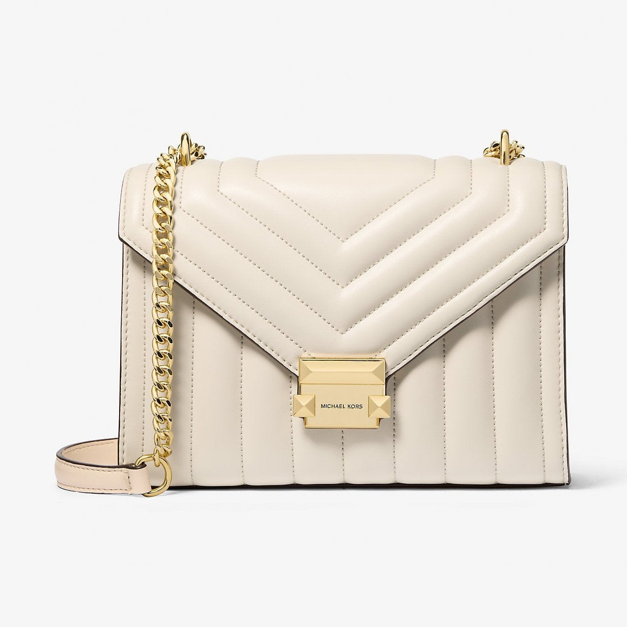Michael Kors Whitney Medium Quilted Shoulder Bag Lt Cream