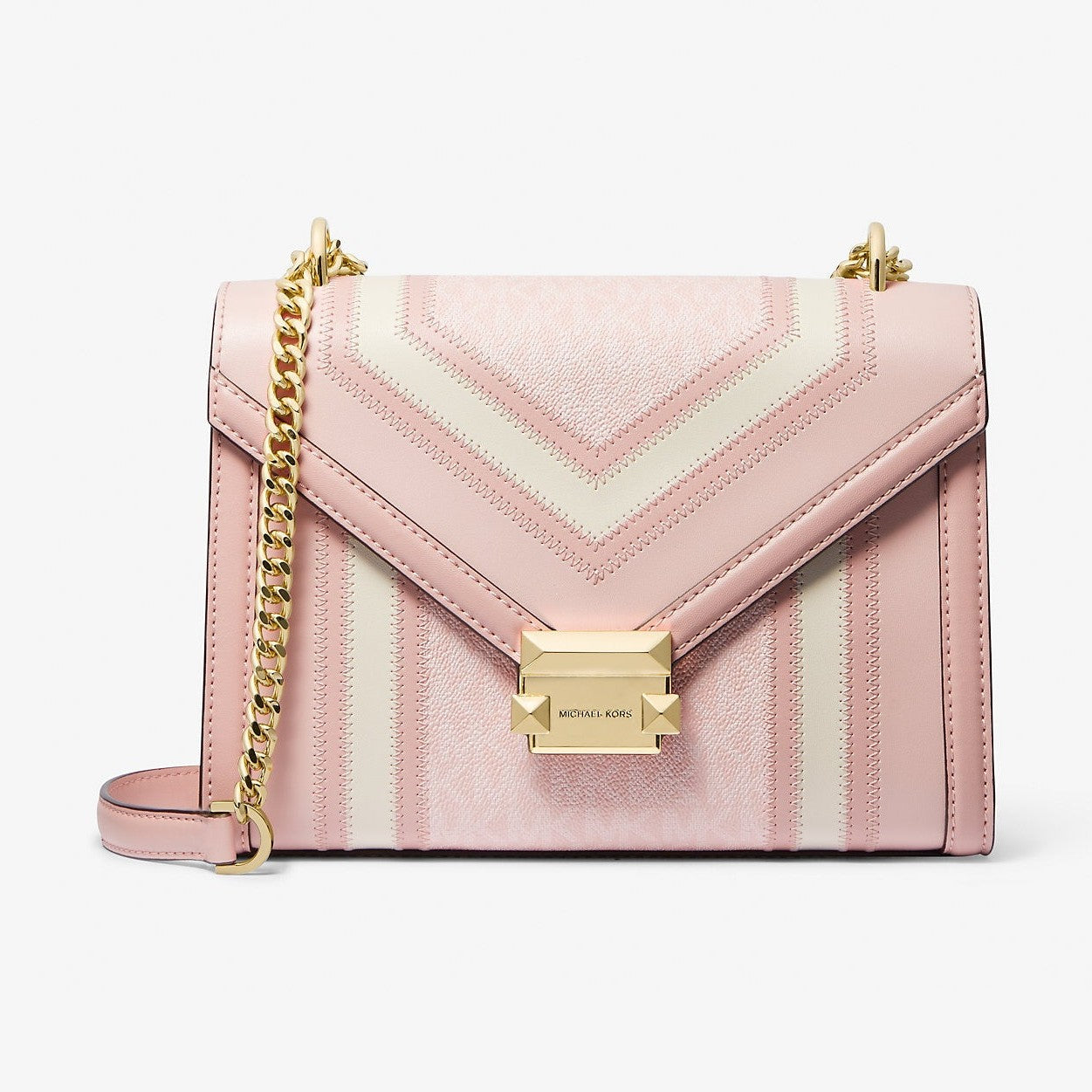 Michael Kors Whitney Medium Color-Block and Signature Logo Shoulder Bag Pwd Blsh Mlt