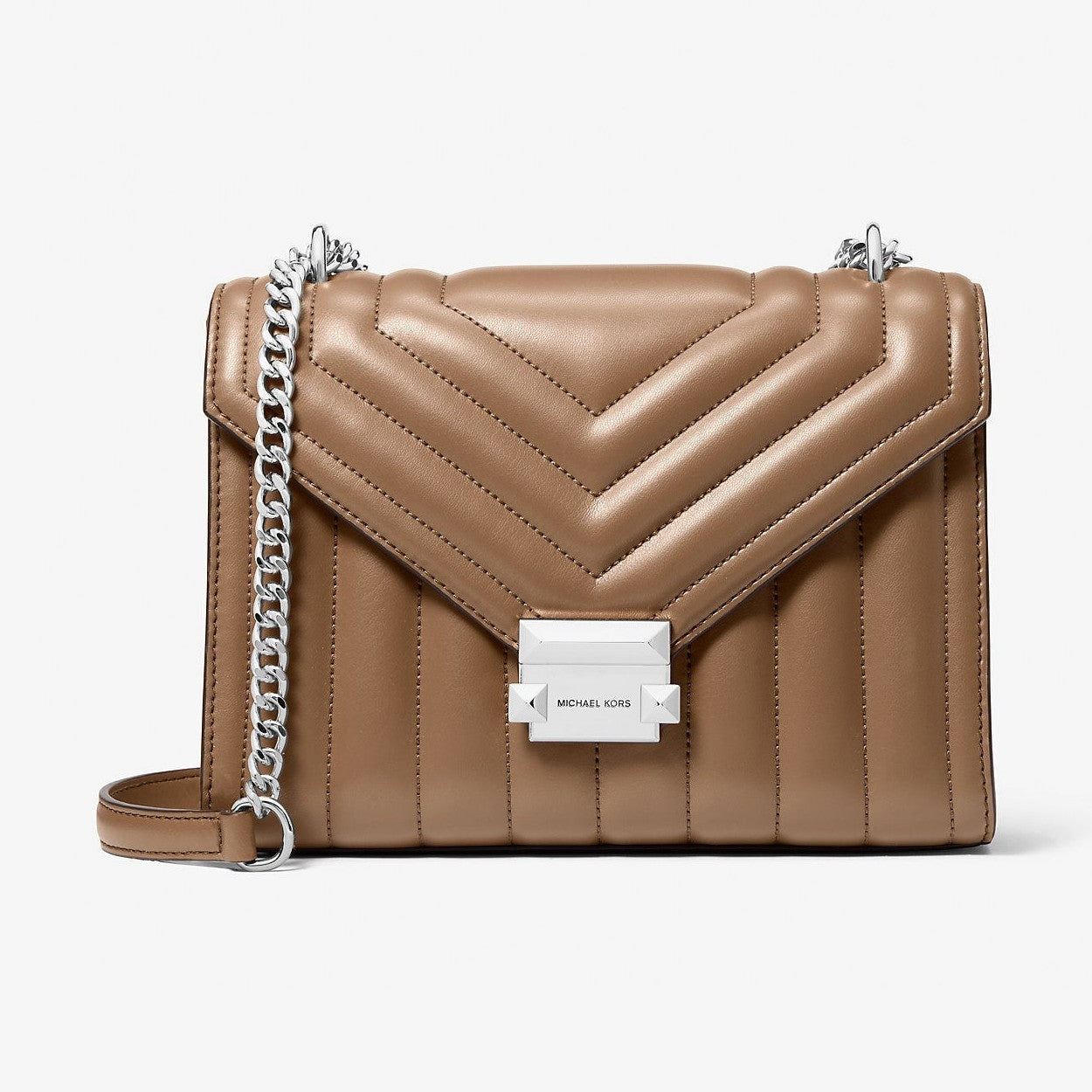 Michael Kors Whitney Medium Quilted Shoulder Bag Driftwood