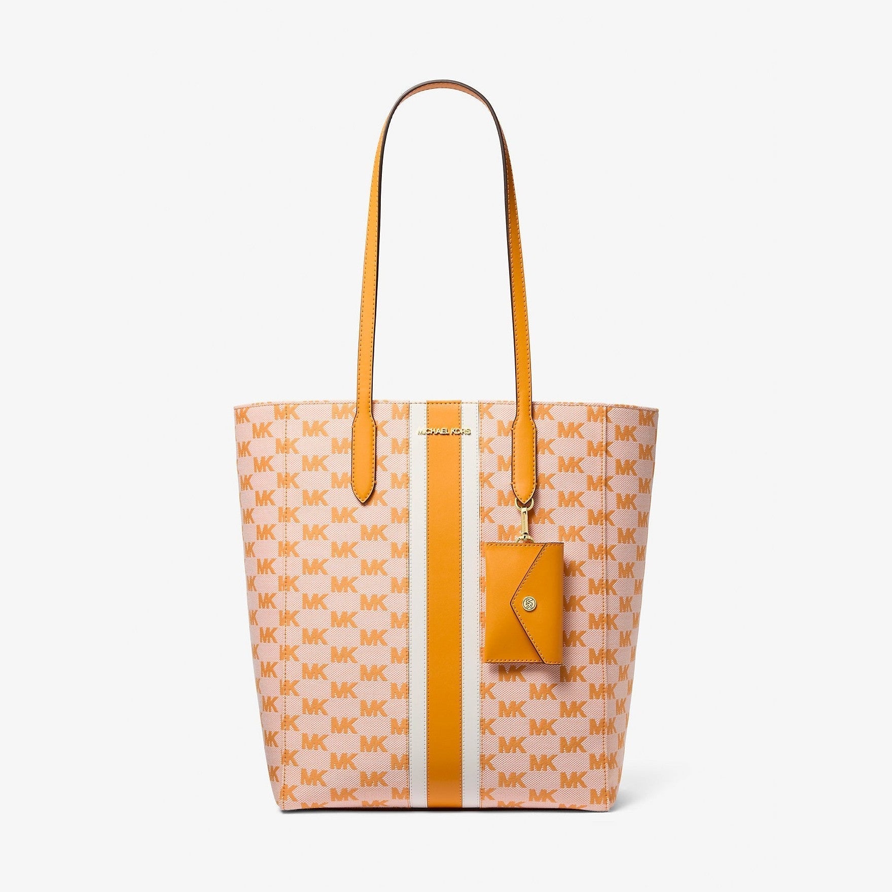 Michael Kors Vincent Large Logo Jacquard Tote Bag with Card Case Pop Orange
