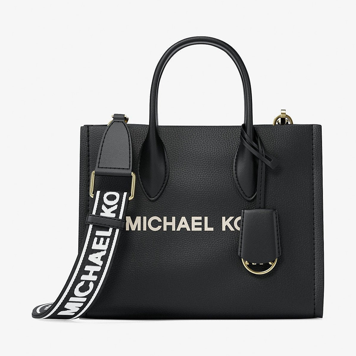 Michael Kors Mirella Small Pebbled Leather Convertible Crossbody Bag Black