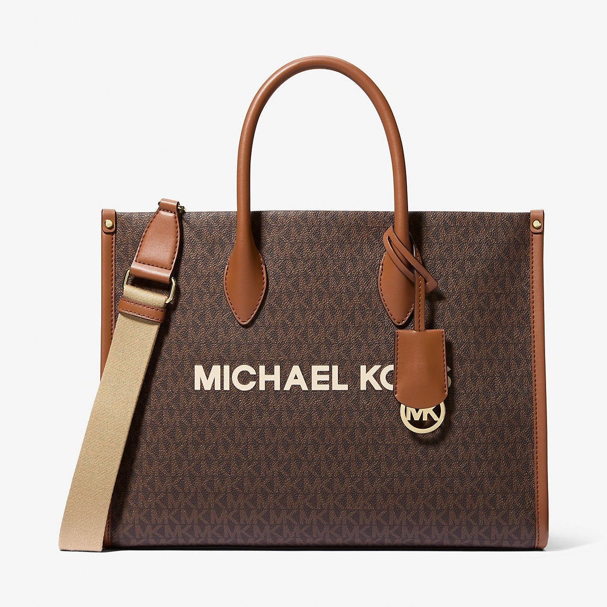 Michael Kors Mirella Medium Signature Logo Tote Bag Brown