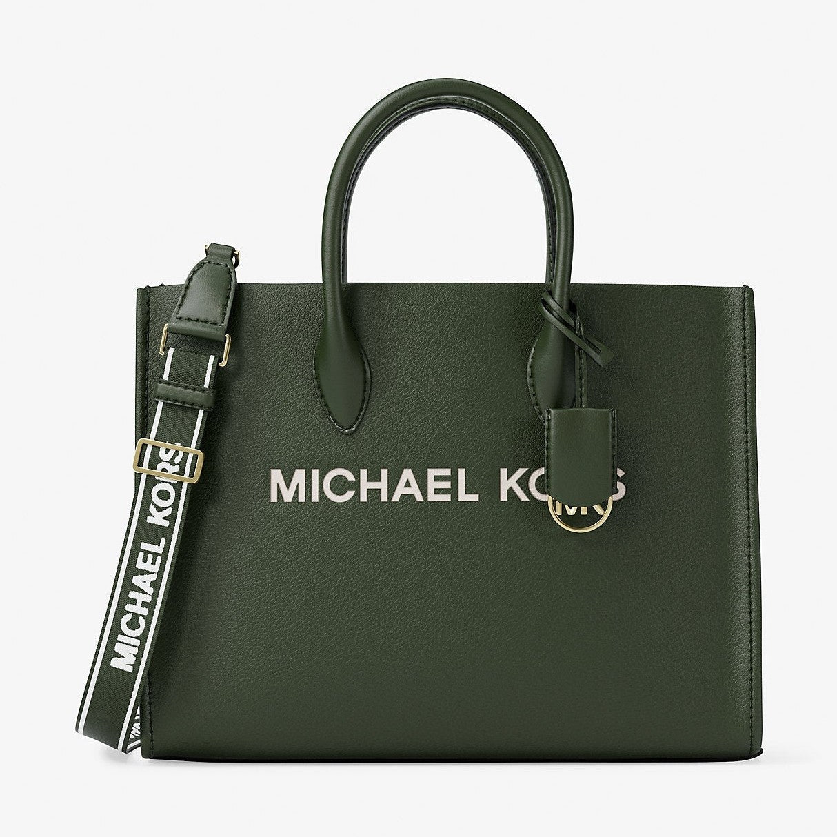 Michael Kors Mirella Medium Pebbled Leather Tote Bag Moss