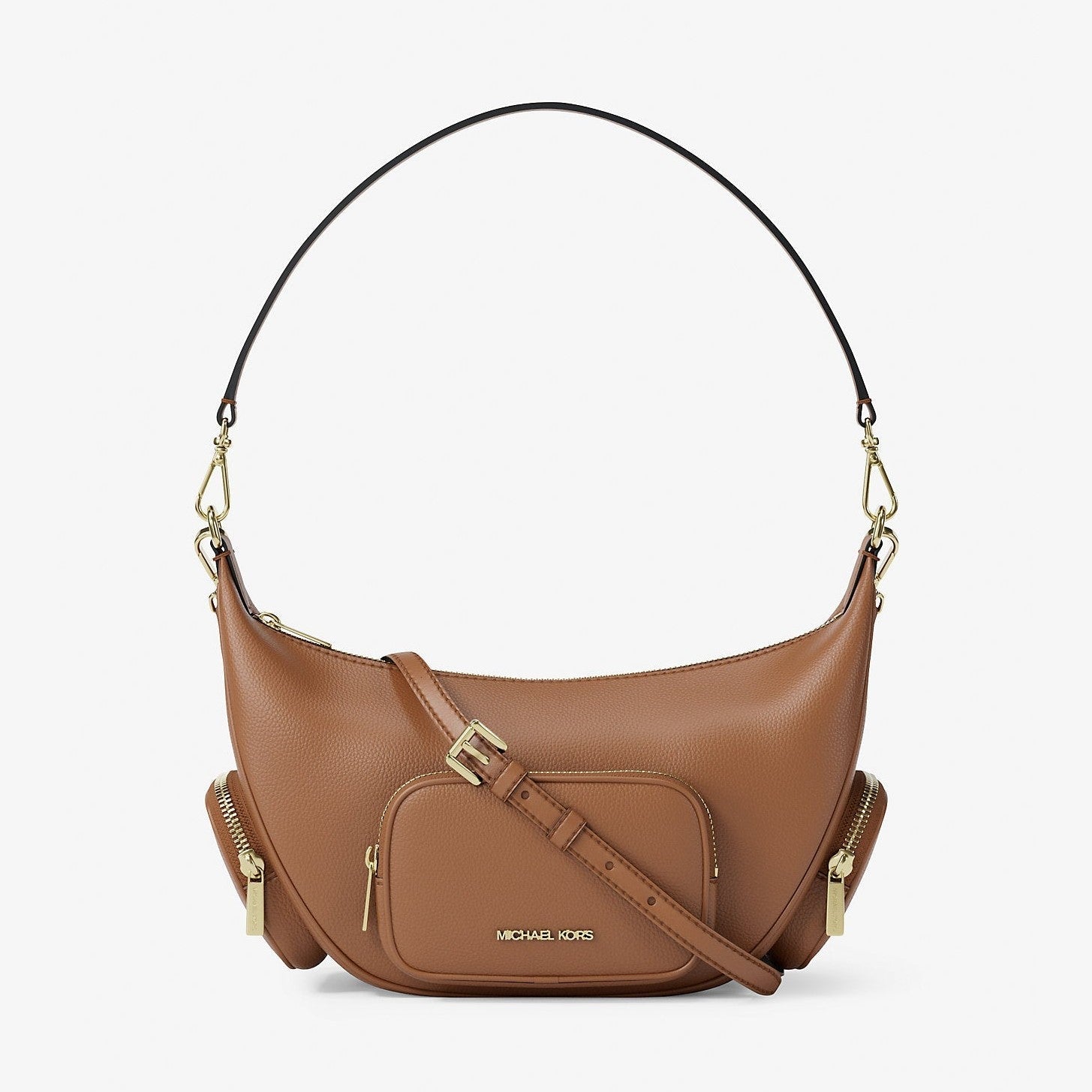 Michael Kors Merritt Medium Pebbled Leather Convertible Shoulder Bag Luggage