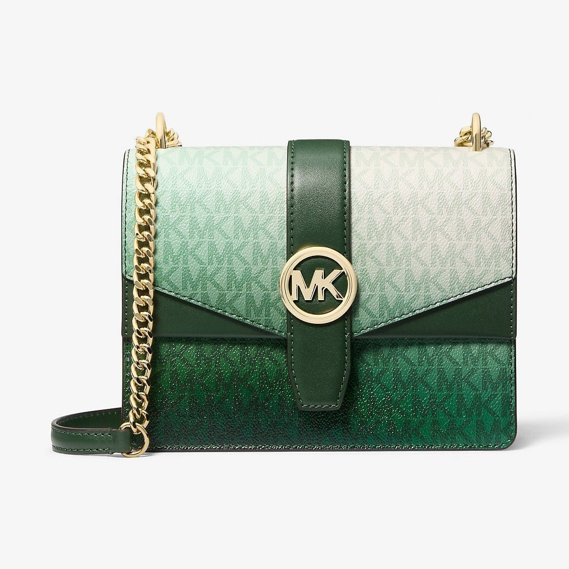 Michael Kors Greenwich Small Ombre Signature Logo Crossbody Bag Moss Multi