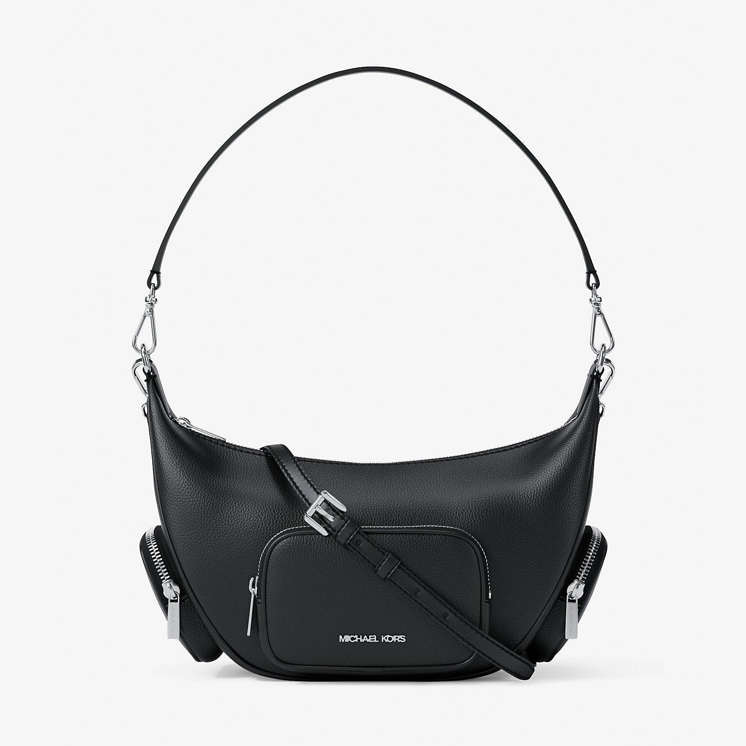 Michael Kors Merritt Medium Pebbled Leather Convertible Shoulder Bag Black