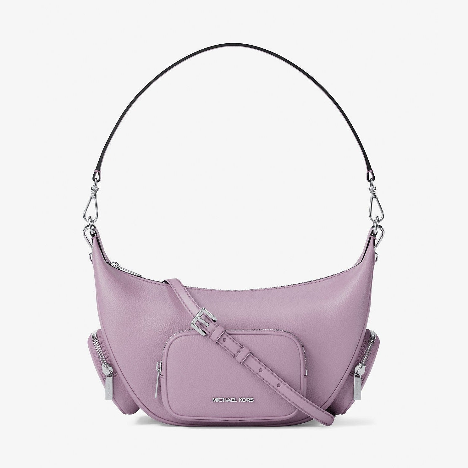 Michael Kors Merritt Medium Pebbled Leather Convertible Shoulder Bag Lt Quartz