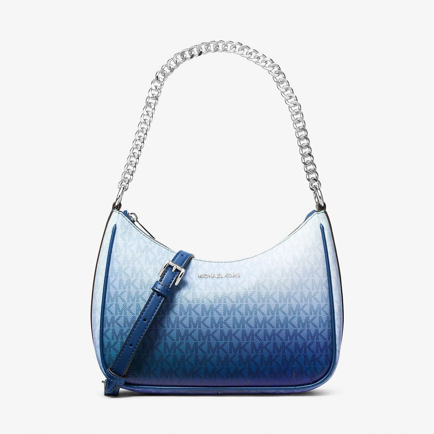 Michael Kors Jet Set Large Ombre Signature Logo Pochette Galaxy Blue