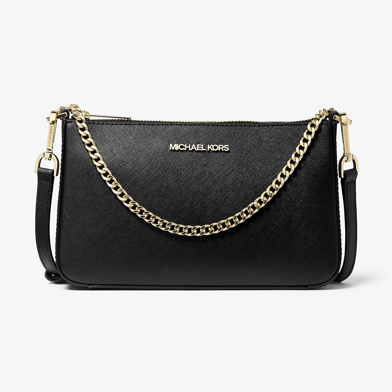 Michael Kors Jet Set Medium Saffiano Leather Crossbody Bag Black