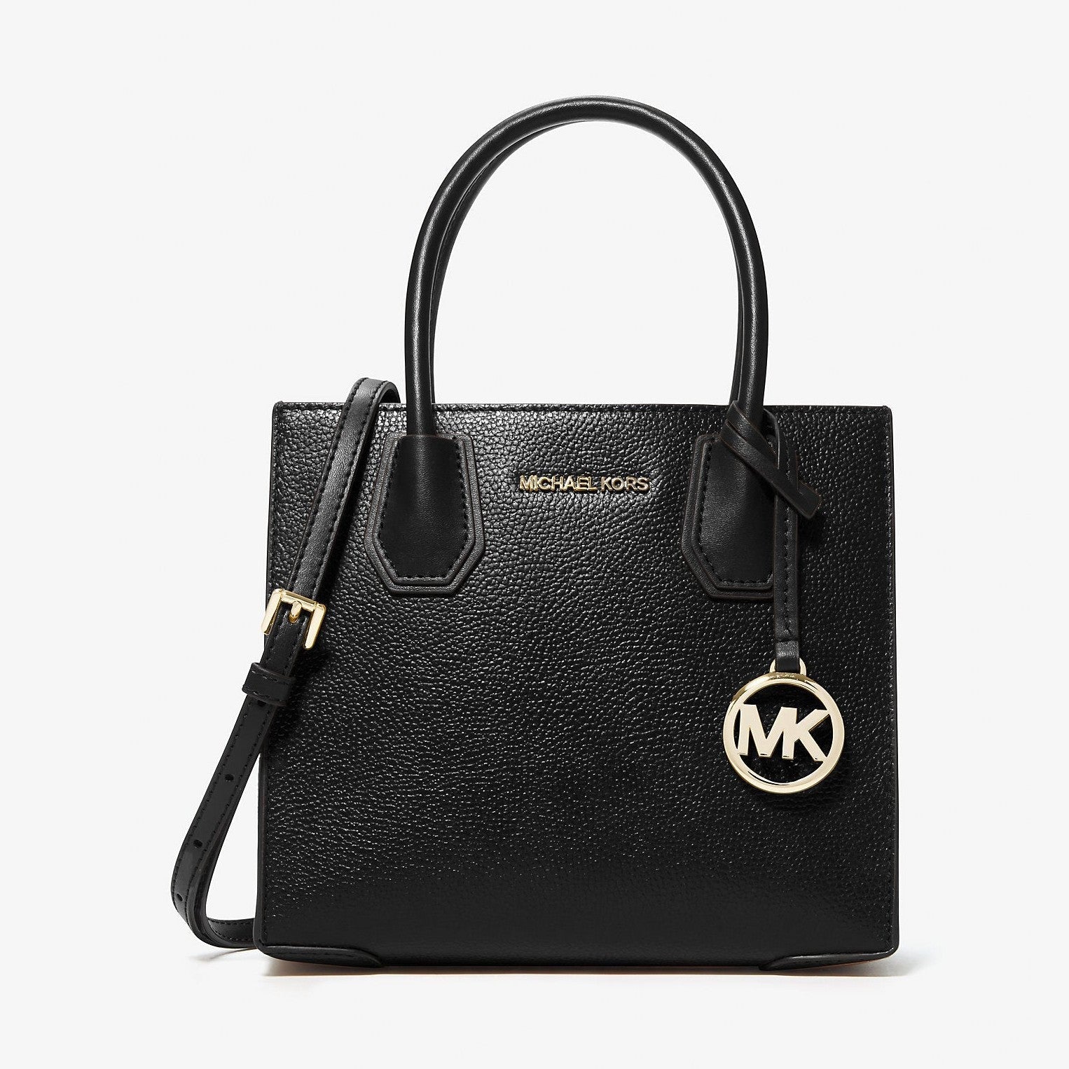 Michael Kors Mercer Medium Pebbled Leather Crossbody Bag Black