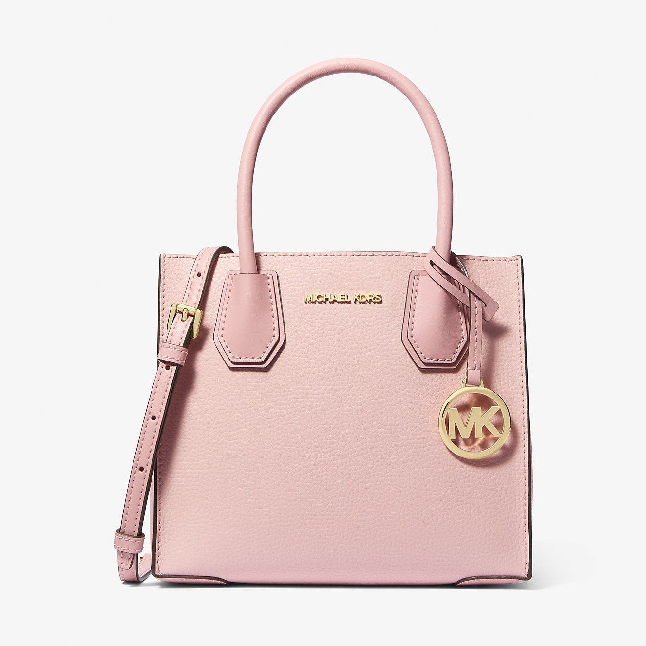 Michael Kors Mercer Medium Two-Tone Pebbled Leather Crossbody Bag Pwd Blsh Mlt