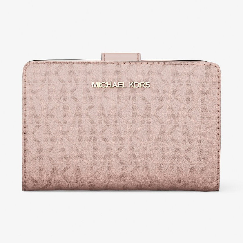 Michael Kors Jet Set Medium Signature Logo Bi-Fold Wallet Powder Blush