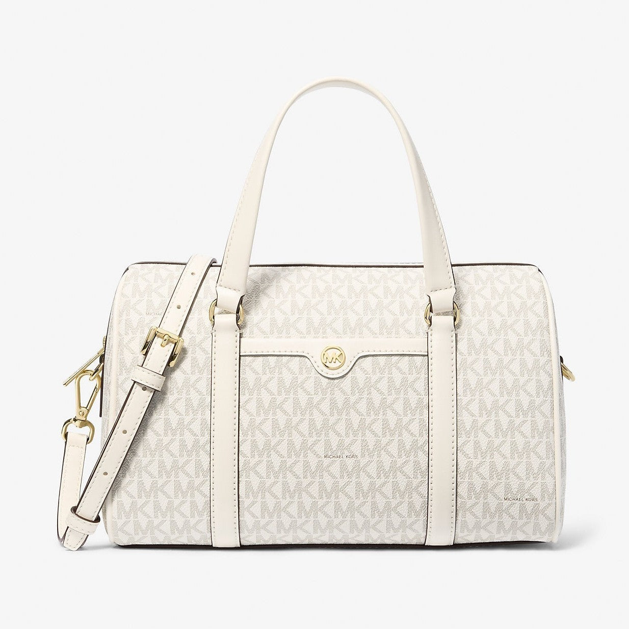 Michael Kors Jet Set Travel Medium Signature Logo Duffel Crossbody Bag Lt Crm Multi