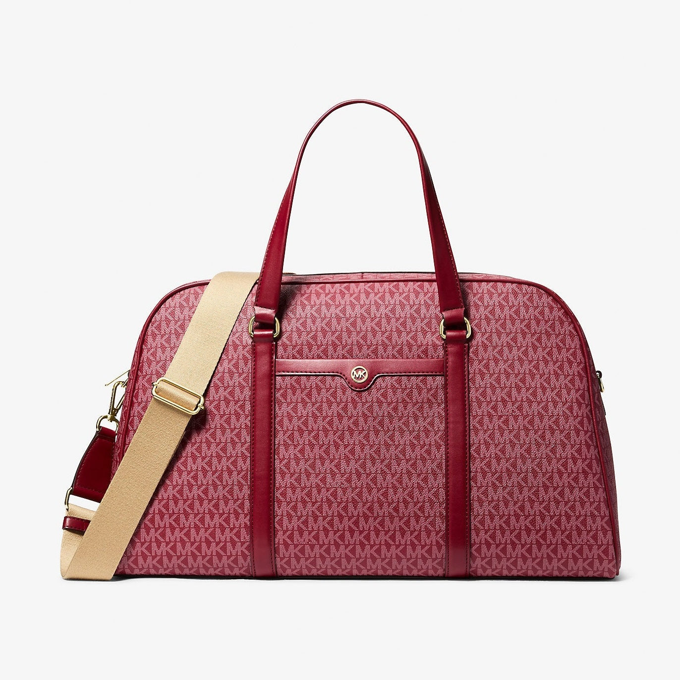 Michael Kors Jet Set Travel Extra-Large Signature Logo Weekender Bag Cherry