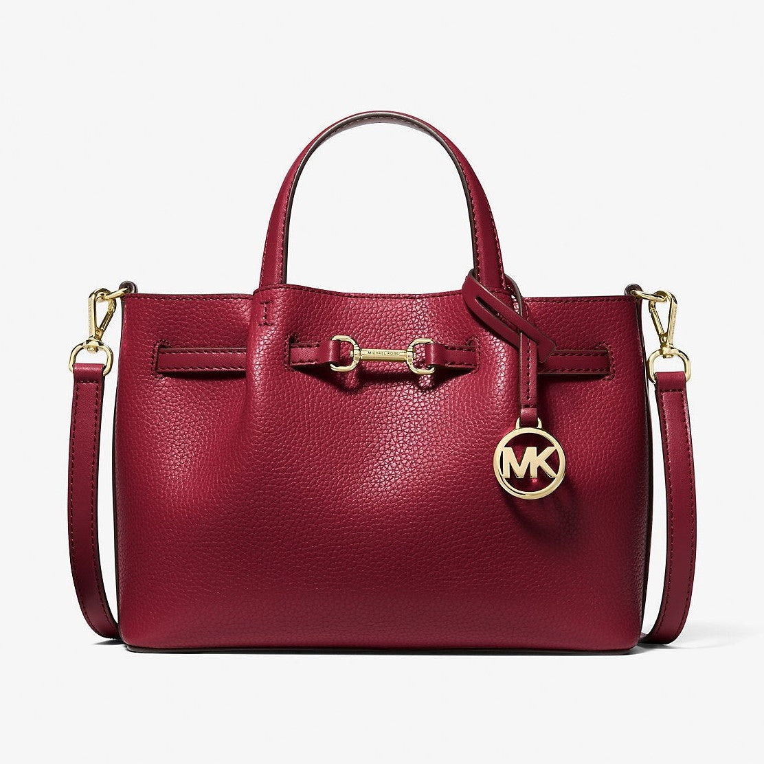 Michael Kors Carson Small Pebbled Leather Satchel Cherry