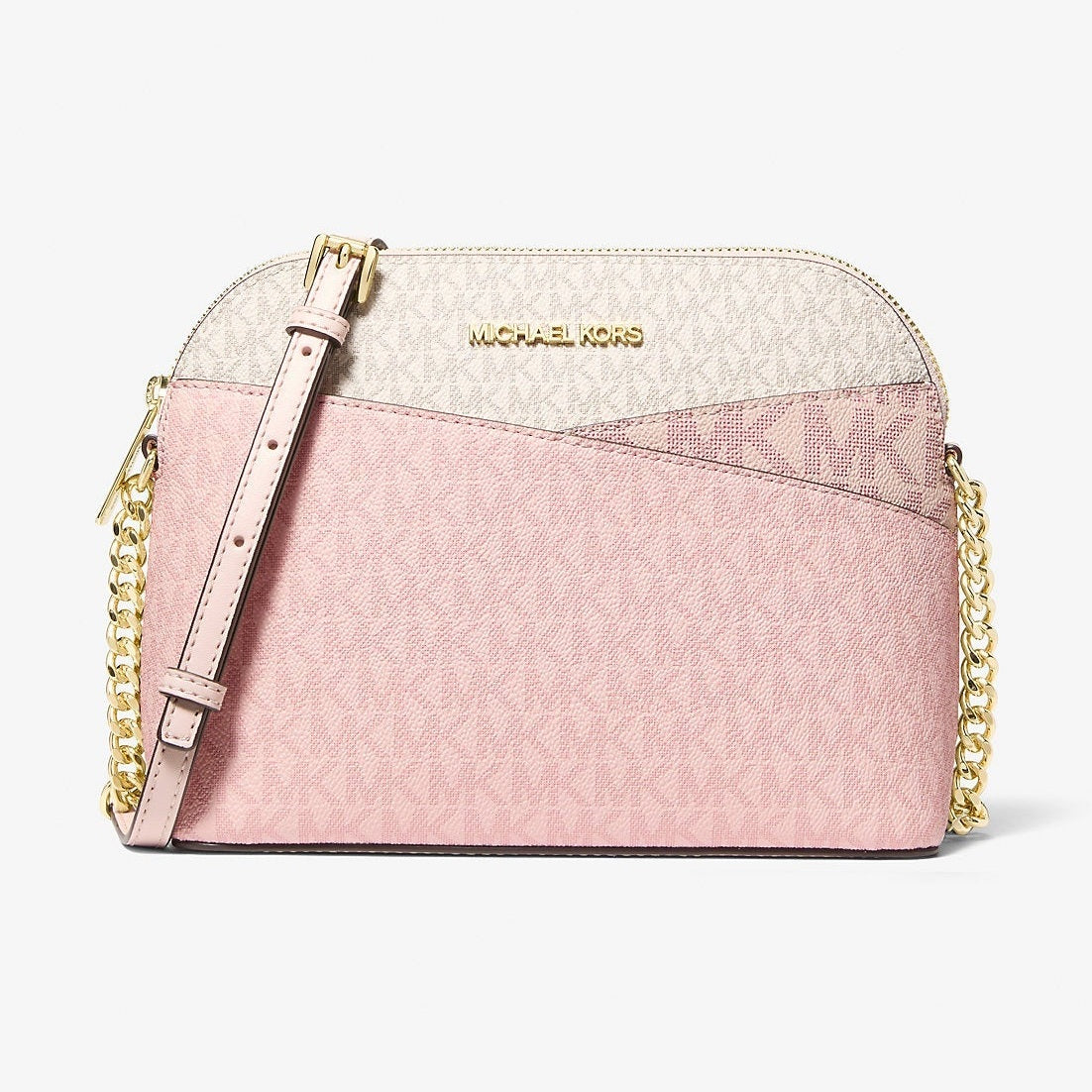 Michael Kors Jet Set Travel Medium Color-Block Signature Logo Crossbody Bag Pwd Blsh Mlt