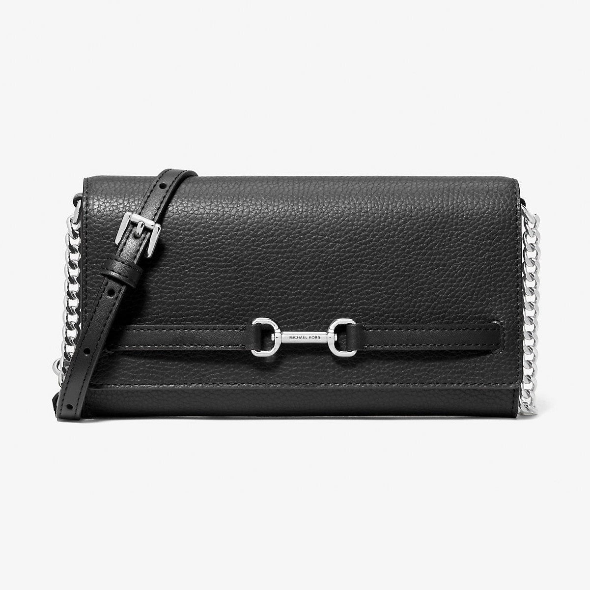 Michael Kors Carson Large Pebbled Leather Convertible Crossbody Bag Black