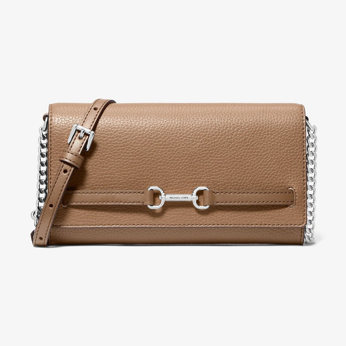 Michael Kors Carson Large Pebbled Leather Convertible Crossbody Bag Driftwood