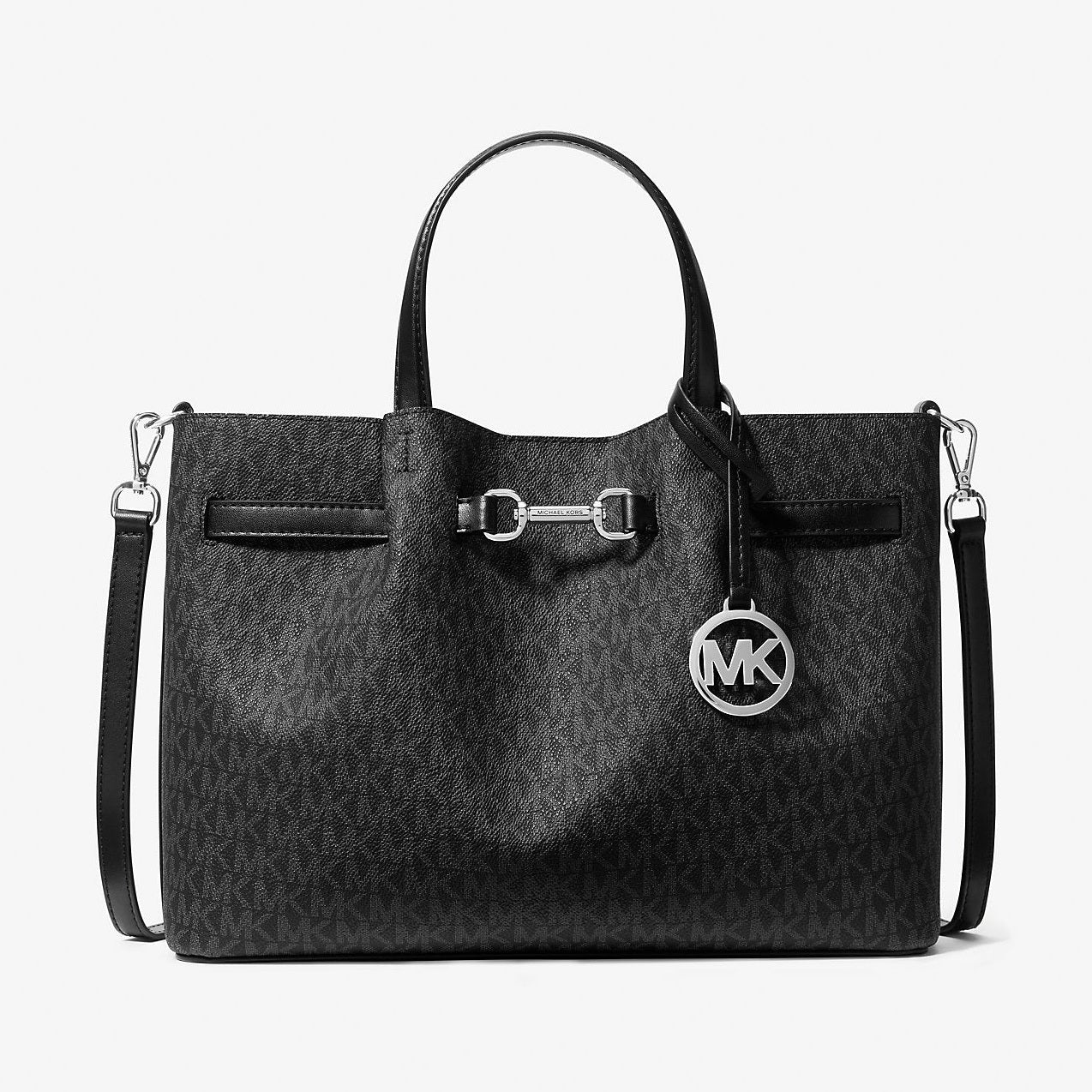 Michael Kors Carson Medium Signature Logo Satchel Black