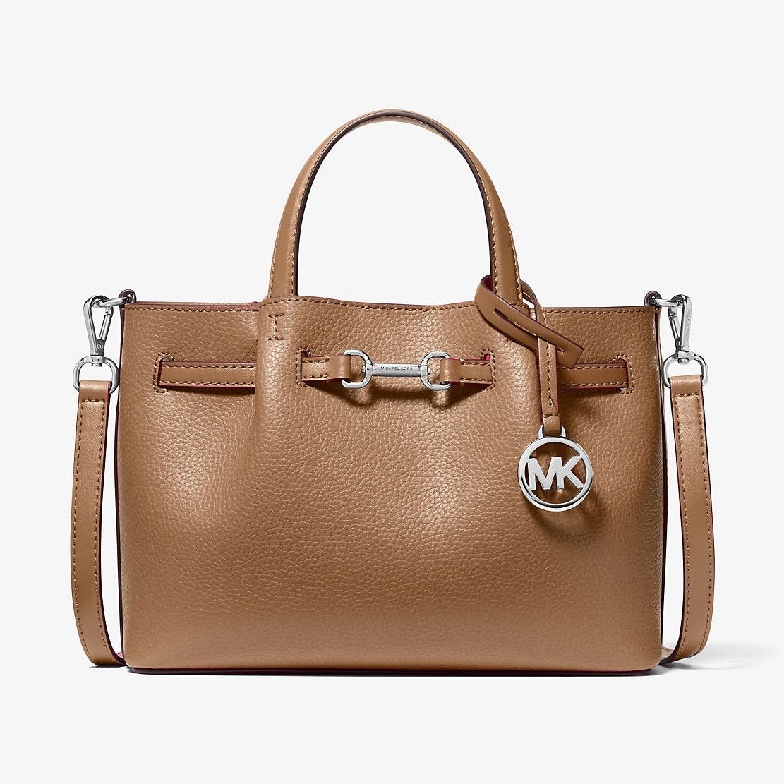Michael Kors Carson Small Pebbled Leather Satchel Driftwood