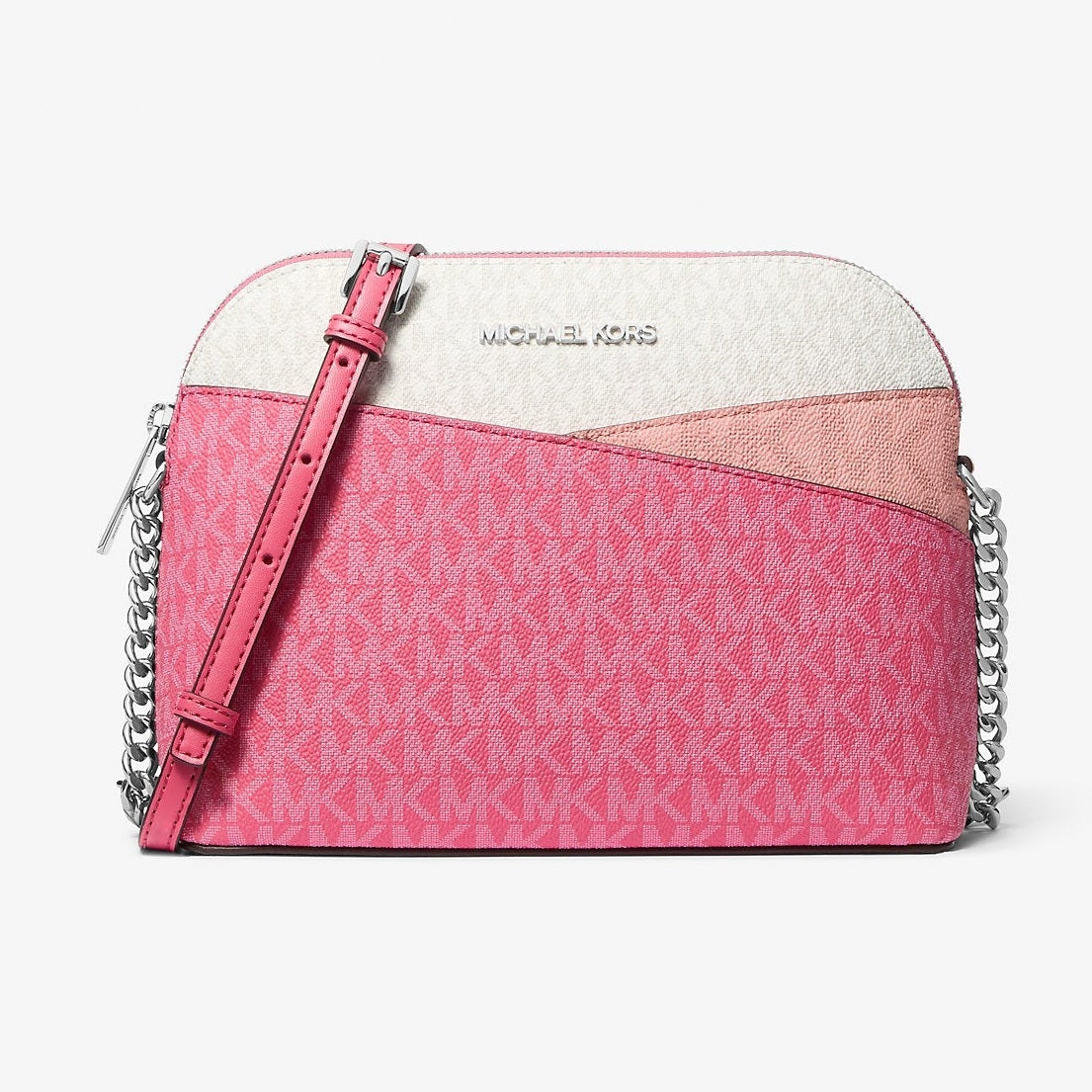 Michael Kors Jet Set Travel Color-Block Signature Logo Crossbody Bag Hibiscus