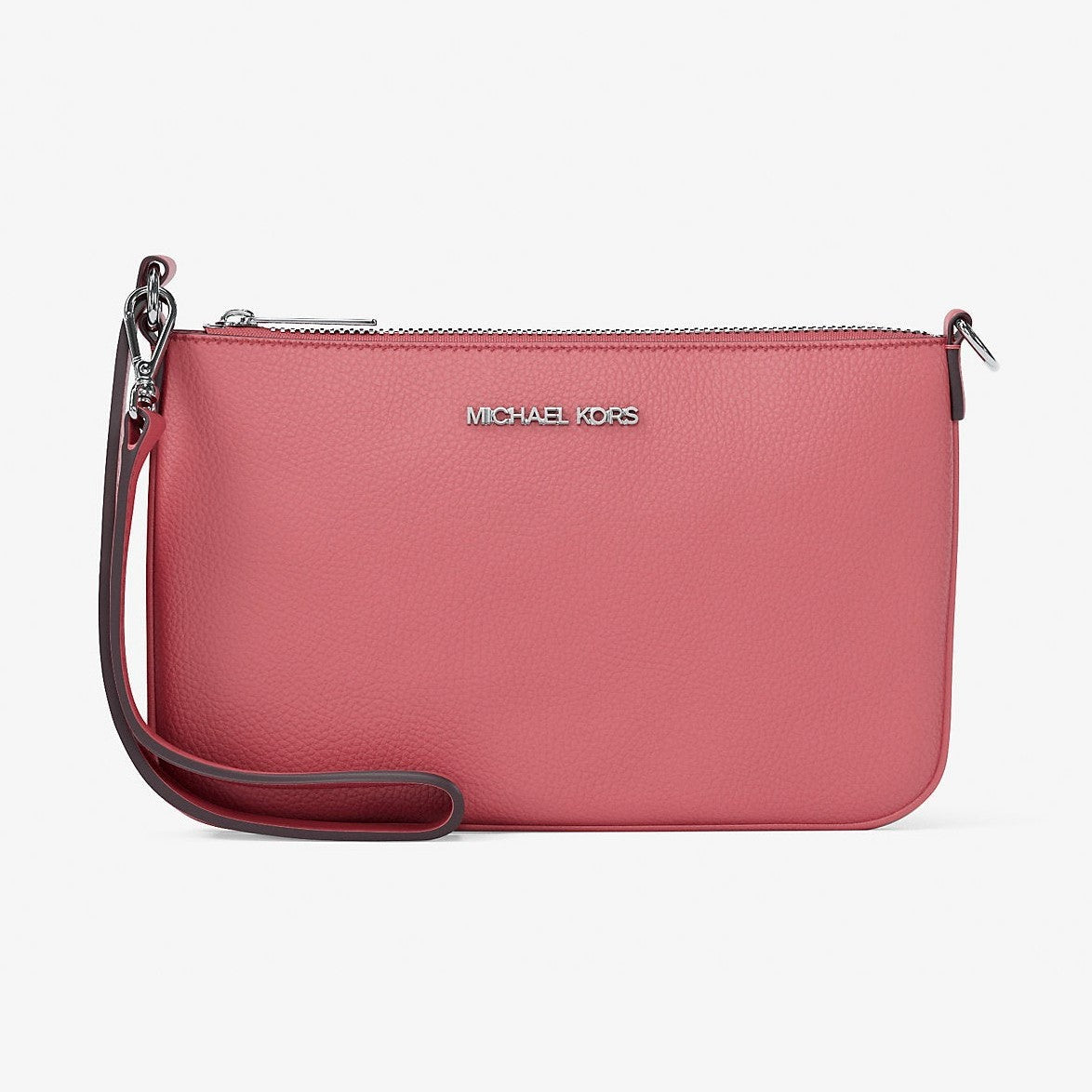 Michael Kors Jet Set Small Pebbled Leather Convertible Wristlet Hibiscus