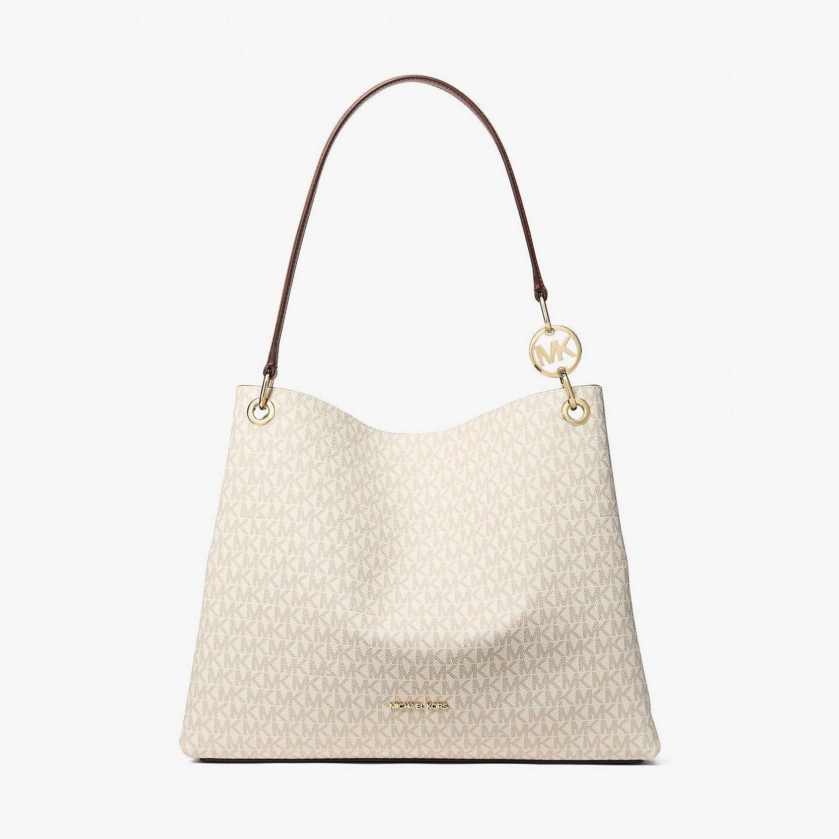 Michael Kors Christina Large Signature Logo Shoulder Bag Vanilla