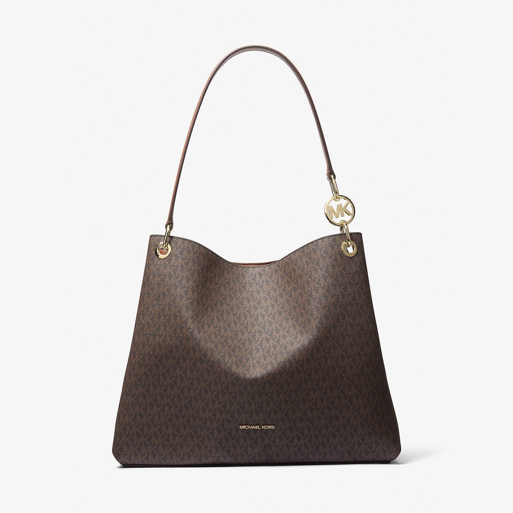 Michael Kors Christina Large Signature Logo Shoulder Bag Brown