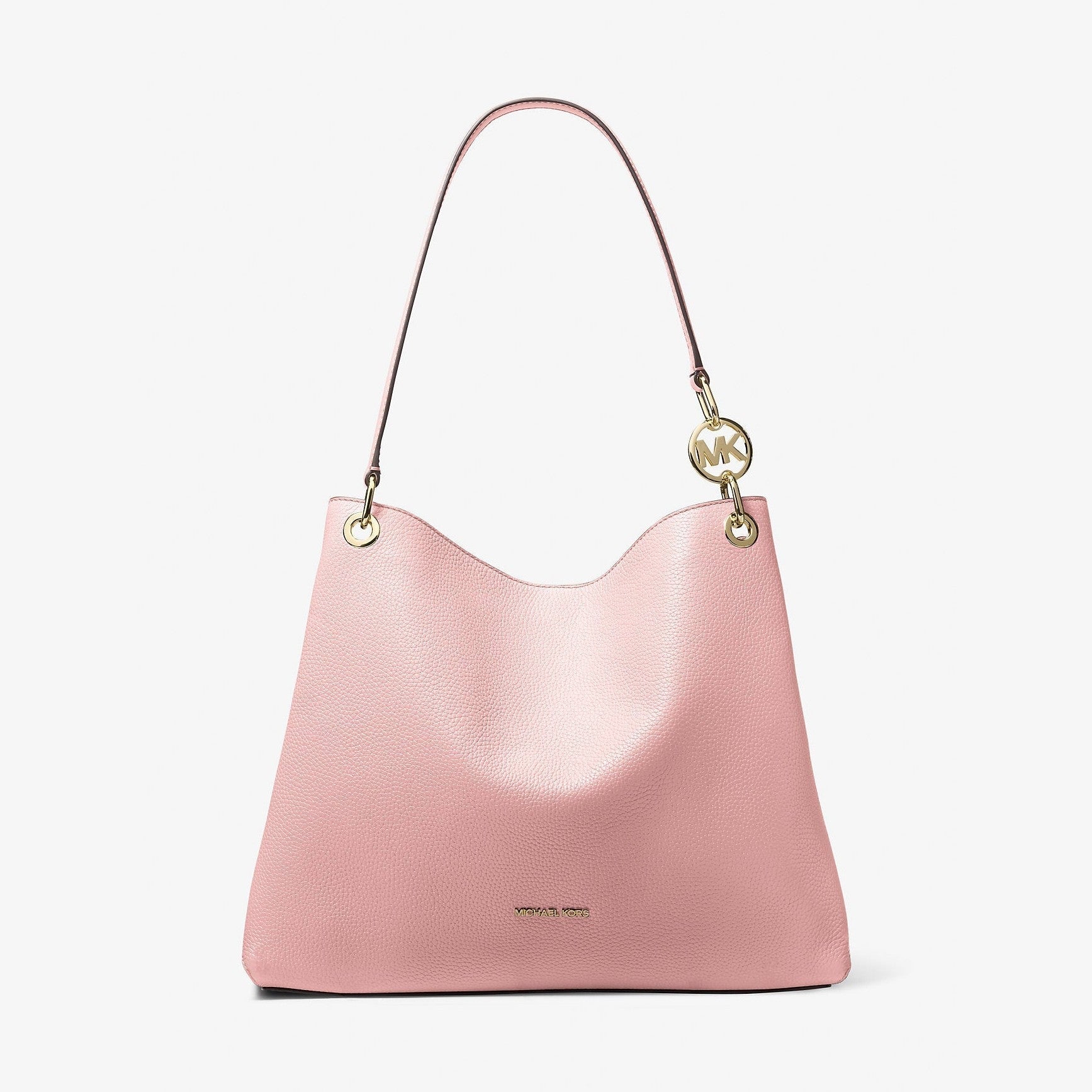 Michael Kors Christina Large Pebbled Leather Shoulder Bag Powder Blush