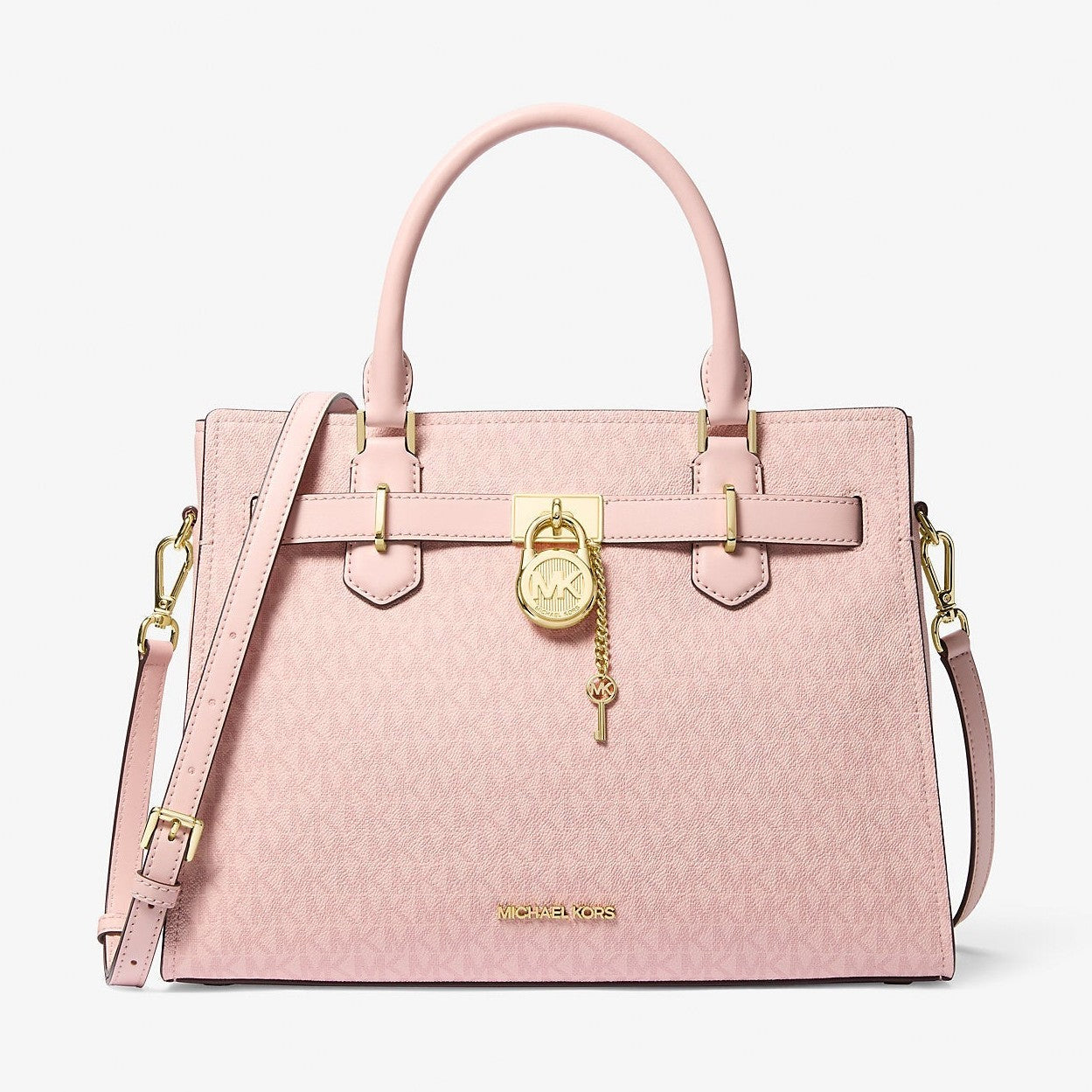 Michael Kors Hamilton Medium Signature Logo Satchel Powder Blush