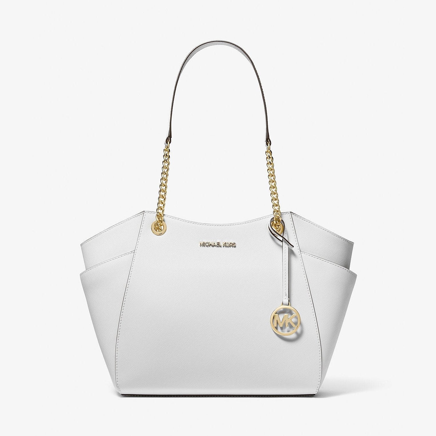 Michael Kors Jet Set Large Saffiano Leather Shoulder Bag Optic White